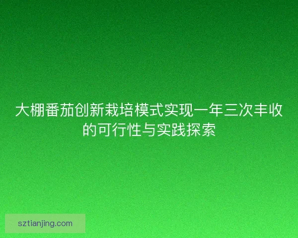 大棚番茄创新栽培模式实现一年三次丰收的可行性与实践探索
