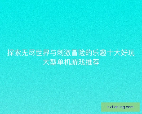 探索无尽世界与刺激冒险的乐趣十大好玩大型单机游戏推荐