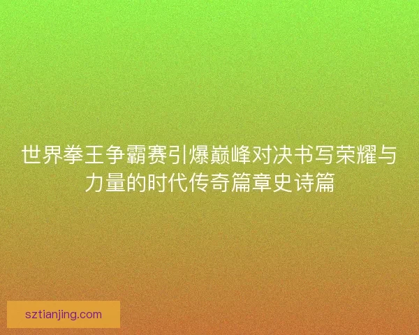 世界拳王争霸赛引爆巅峰对决书写荣耀与力量的时代传奇篇章史诗篇