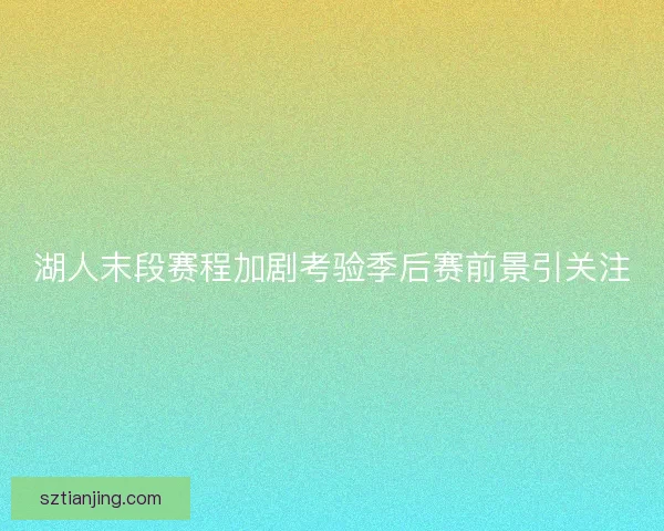 湖人末段赛程加剧考验季后赛前景引关注
