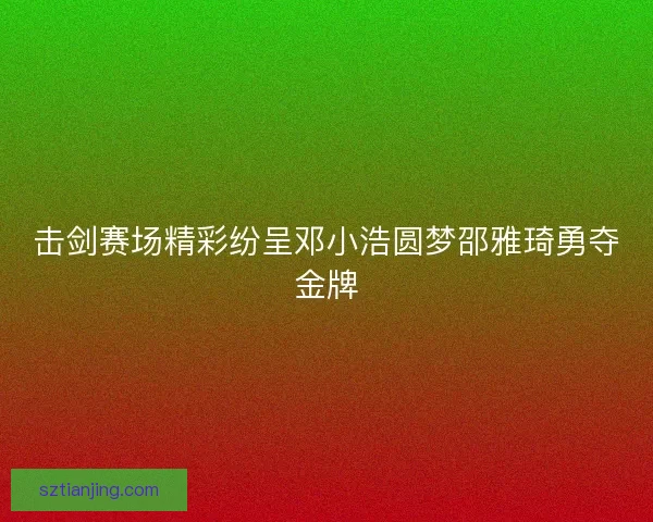 击剑赛场精彩纷呈邓小浩圆梦邵雅琦勇夺金牌